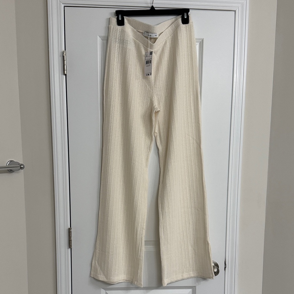 Mango Cream Knit Textured Pants